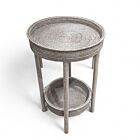 Matahari Rattan Whitewash Side Table with Removable Tray
