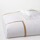 Matouk Lowell White & Champagne King Duvet Cover - 108x96"/4"Flange