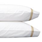 Matouk Lowell White & Champagne Standard Pillowcase/Pair - 21x33"