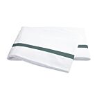Matouk Lowell White & Deep Jade King Flat Sheet - 114x112"