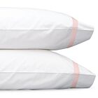 Matouk Lowell White & Pink Standard Pillowcase/Pair - 21x33"