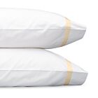 Matouk Lowell White & Sand King Pillowcase/Single - 21x41"