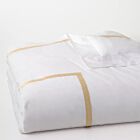 Matouk Lowell White & Sand Queen/Full Duvet Cover - 90x96"/4"Flange