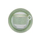 Mottahedeh Lace Apple Green Tea Cup & Saucer Set