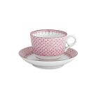 Mottahedeh Lace Pink Tea Cup & Saucer Set