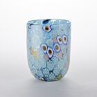 Murrine Glass Tumbler Sky Blue & Pink Floral