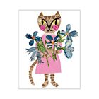 Paste Stationery Floral Cat Girl Card