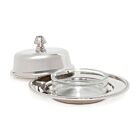 Polished Nickel Butter Dish with Glass Insert