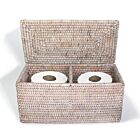 Matahari Rattan Whitewash Double Toilet Paper Holder - 12x5.75x5.75"