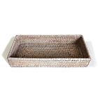 Matahari Rattan Whitewash Rectangle Bath Tray - 12.5x6x2"