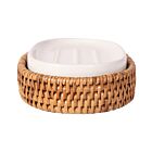 Rattan Soap Dish with Ceramic Insert