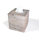 Matahari Rattan Whitewash Tissue Box - 5.75x6.25"