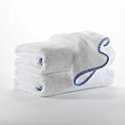 Matouk Whipstitch White & Periwinkle Guest Towel - 14x21"