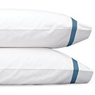 Matouk Lowell White & Sea King Pillowcase/Single - 21x41