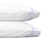 Matouk Lowell White & Violet Standard Pillowcase/Single - 21x33