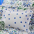 D. Porthault Coeurs Blue Boudoir Sham