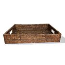 Matahari Rattan Antique Brown Rectangle Tray - 15x12x2.75