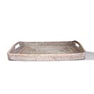 Matahari Rattan Whitewash Morning Tray - 20.5x13.5x3.5
