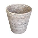 Matahari Rattan Whitewash Wastebasket Small - 11x12