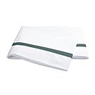 Matouk Lowell White & Deep Jade Queen/Full Flat Sheet - 96x112