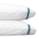 Matouk Lowell White & Deep Jade Standard Pillowcase/Pair - 21x33