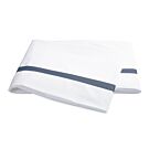 Matouk Lowell White & Steel Blue King Flat Sheet - 114x112