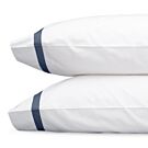 Matouk Lowell White & Steel Blue Standard Pillowcase/Single - 21x33