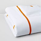 Matouk Lowell White & Tangerine Queen/Full Duvet Cover - 90x96