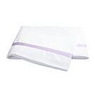 Matouk Lowell White & Violet King Flat Sheet - 114x112