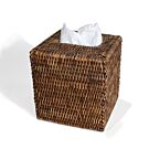 Matahari Rattan Antique Brown Tissue Box - 5.75x6.25