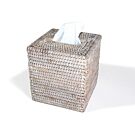 Matahari Rattan Whitewash Tissue Box - 5.75x6.25