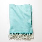 4-Ply Zig Zag Cashmere Throw Turquoise