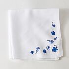  D. Porthault Handkerchief Embroidered Trefles Blue