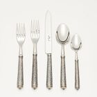 French Flatware Martelé Antique Stainless 5-Piece Setting