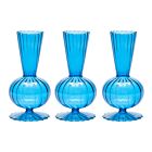 Kim Seybert Glass Tess Blue Bud Vase Set/3