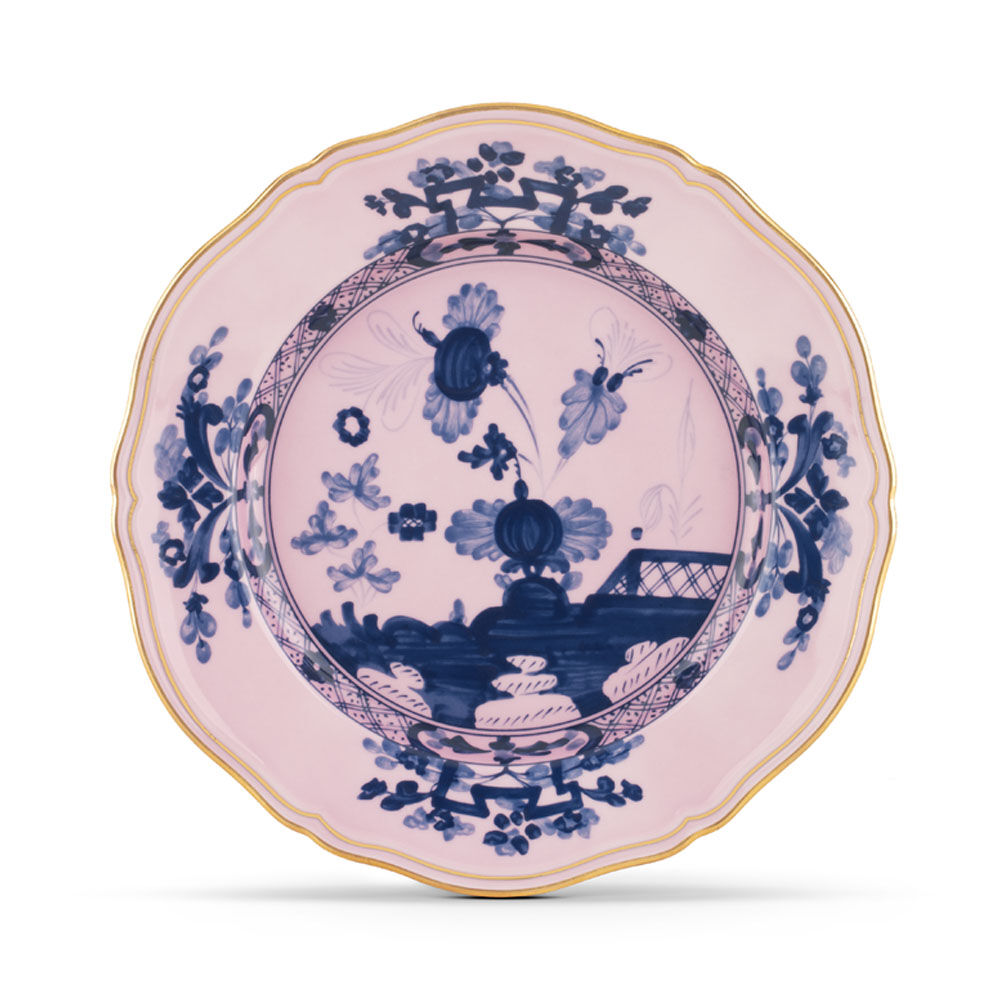 Ginori Oriente Italiano Azalea Gold Rim Dinner Plate