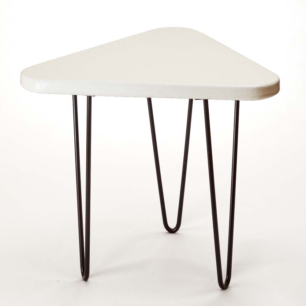 Enameled Lava Stone Triangle Side Table