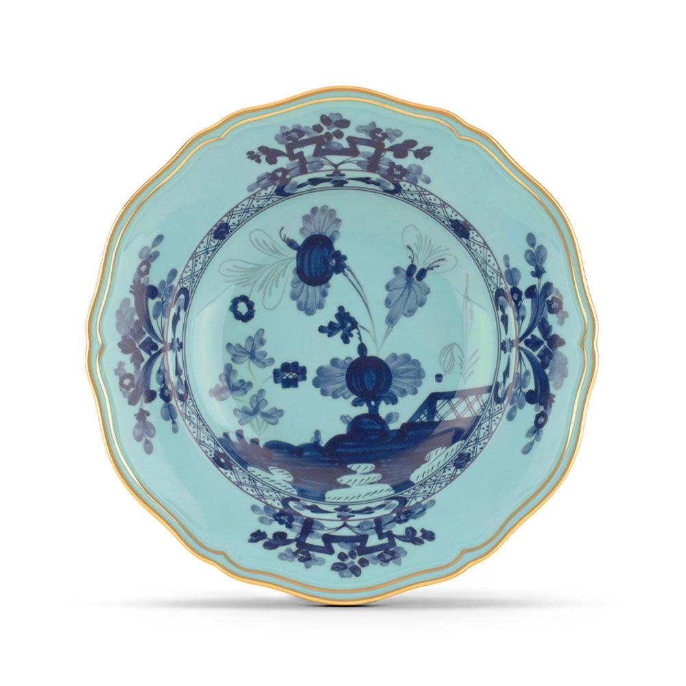Ginori Oriente Italiano Iris Gold Rim Soup Plate