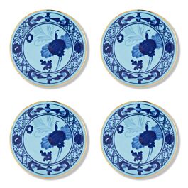 Ginori Oriente Italiano Iris Gold Rim Coaster Set/4
