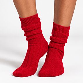 Cashmere Ribbed Socks Crimson
