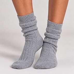 Cashmere Ribbed Socks Flagstone