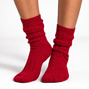 Cashmere Ribbed Socks Red Velvet