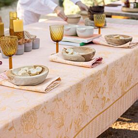 French Ete Indien Orange Linen Tablecloth