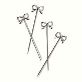 Bow Cocktail Pick Set/4 Silver