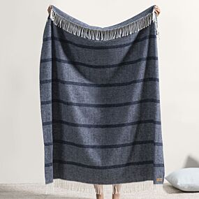 Lands Downunder Montauk Stripe Navy Herringbone Throw