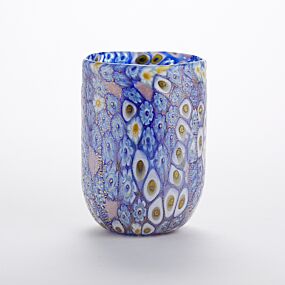 Murrine Glass Tumbler Cobalt Blue & White Dot